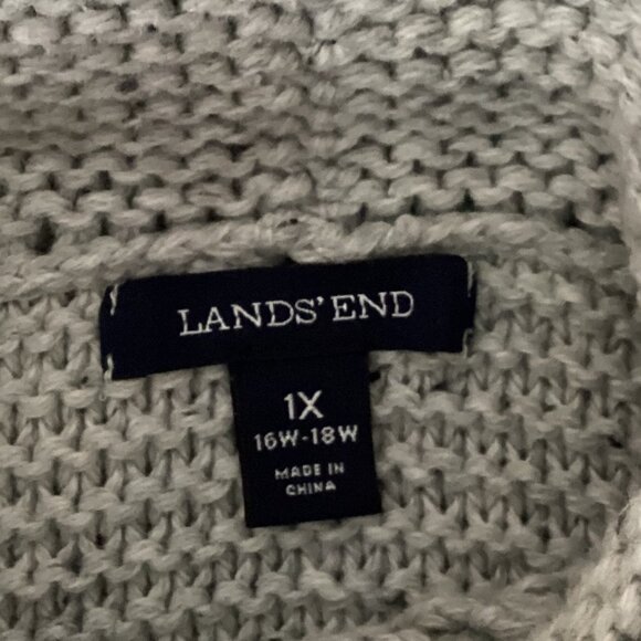 Land's End Women's Chunky Knit Gray Sweater Tunic Pullover Size 1X Comfy Cozy - Picture 6 of 7